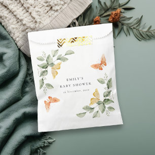 Cute Yellow Garden Foliage Butterflies Baby Shower Favour Bag