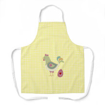 Cute Yellow Gingham Chicken Apron