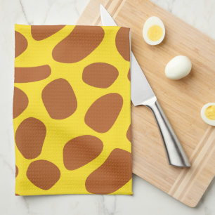 Cute yellow giraffe skin seamless pattern kitchen towel