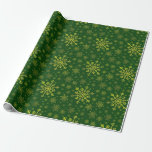 Cute Yellow Gold Christmas Snowflakes on Green Wrapping Paper<br><div class="desc">Mixed sized pretty yellow gold snowflakes are scattered throughout this Christmas seasonal pattern. This cute festive design with a green background is sure to please any age and perfect for anyone who likes traditional xmas patterns.</div>