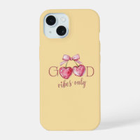 Cute Yellow "Good Vibes Only" Coquette Bow iPhone