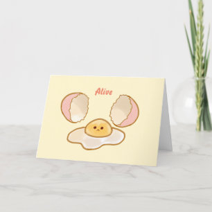 cute yellow hand-drawn fried egg with funny quotes thank you card
