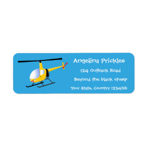 Cute yellow happy cartoon helicopter