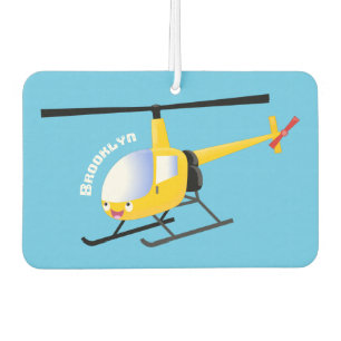 Cute yellow happy cartoon helicopter air freshener