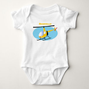 Cute yellow happy cartoon helicopter baby bodysuit