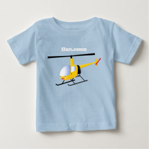 Cute yellow happy cartoon helicopter baby T-Shirt