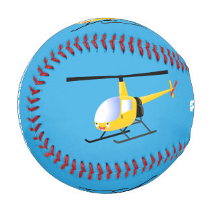 Cute yellow happy cartoon helicopter baseball