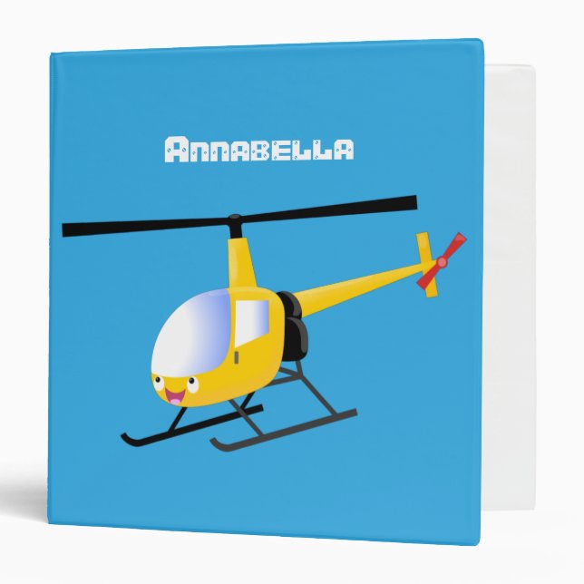 Cute yellow happy cartoon helicopter binder (Front/Inside)