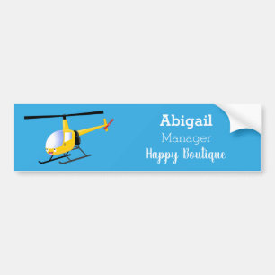 Cute yellow happy cartoon helicopter bumper sticker