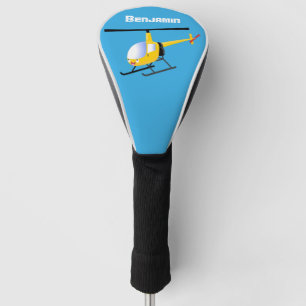 Cute yellow happy cartoon helicopter golf head cover