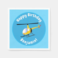 Cute yellow happy cartoon helicopter