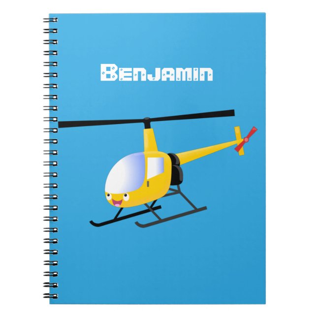 Cute yellow happy cartoon helicopter notebook (Front)