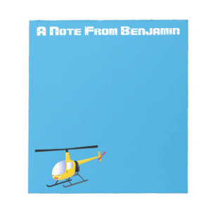 Cute yellow happy cartoon helicopter notepad