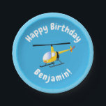 Cute yellow happy cartoon helicopter paper plate<br><div class="desc">This cute yellow helicopter character is just waiting for a fly! Drawn in fun cartoon style.</div>