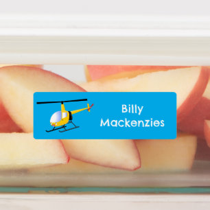 Cute yellow happy cartoon helicopter personalized