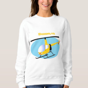 Cute yellow happy cartoon helicopter sweatshirt