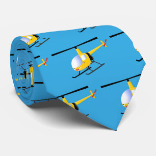 Cute yellow happy cartoon helicopter tie