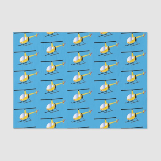 Cute yellow happy cartoon helicopter tissue paper (Front)