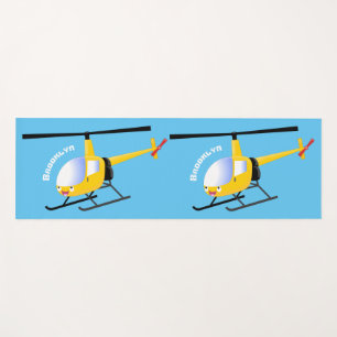 Cute yellow happy cartoon helicopter yoga mat