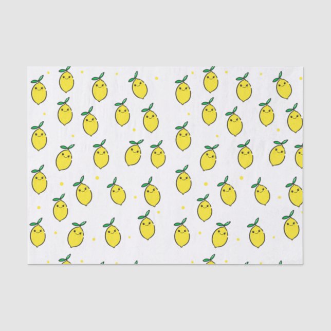 Cute Yellow Happy Face Lemon Tissue Paper (Front)