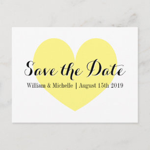 Cute yellow heart Save the date postcards