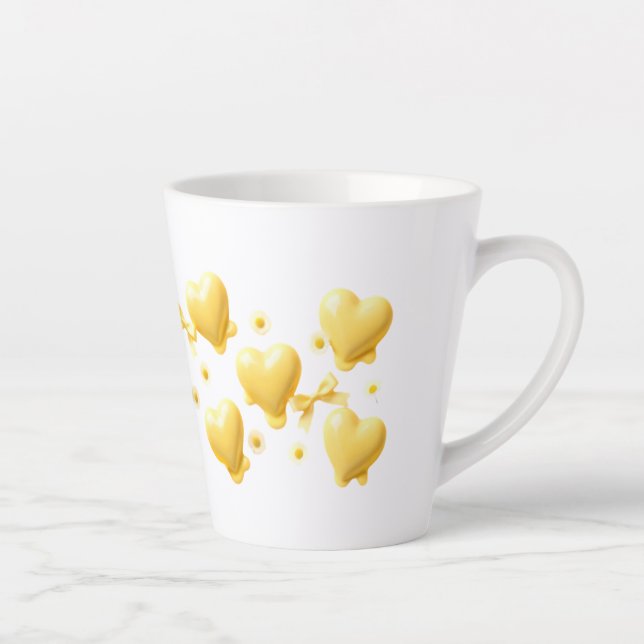 Cute Yellow Hearts Mug - Sweet Candy Love Pattern (Right)