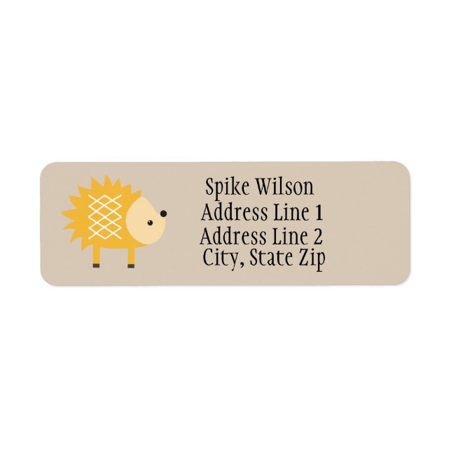 Cute Yellow Hedgehog Custom Return Address Labels (Front)