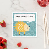 Cute Yellow Hedgehog Personalized Party Napkins (Insitu)