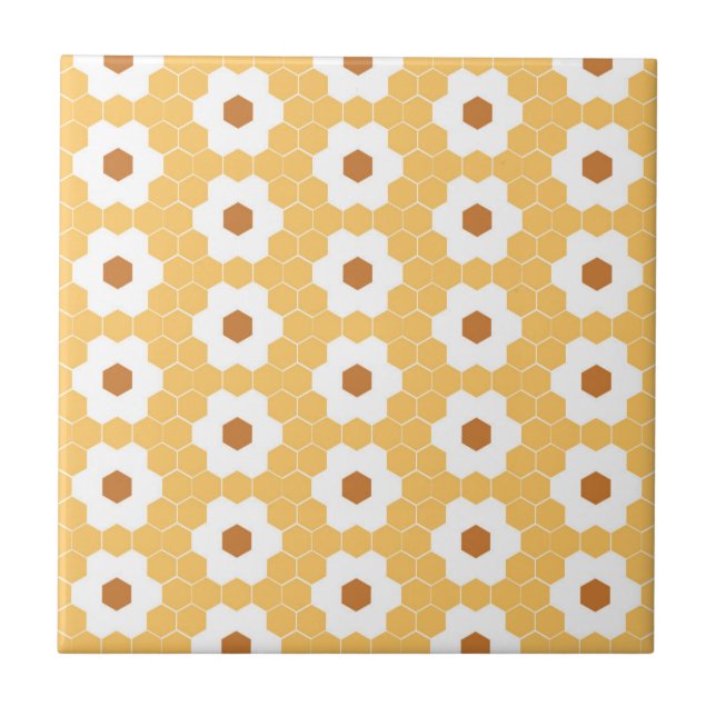 Cute Yellow Hexagon Trendy Pattern Tile (Front)