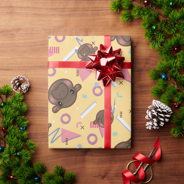 Cute Yellow Hippo Wrapping Paper (Holiday Gift)