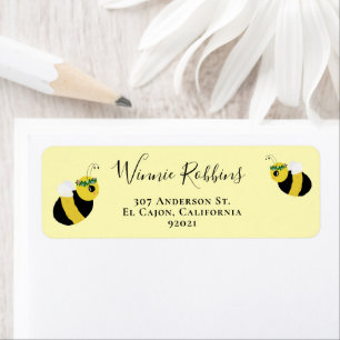 Cute Yellow Honey Bee Baby Shower Return Address