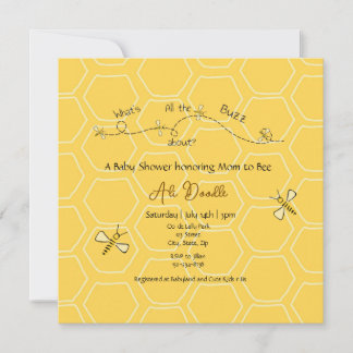Cute Yellow Honey "Mommy to Bee" Baby shower Invitation