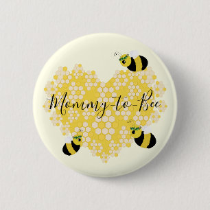 Cute Yellow Honeycomb Heart Mom to Bee Baby Shower 2 Inch Round Button