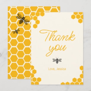 Cute Yellow Honeycomb Mommy to Bee Baby Shower Thank You Card