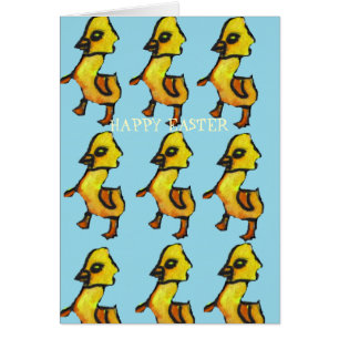 Cute yellow illustration Easter ducks