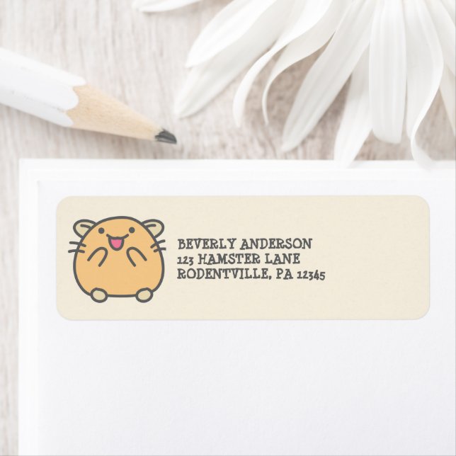 Cute Yellow Kawaii Hamster Adresse de retour (En situation)