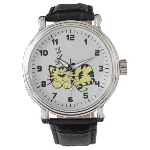 Cute Yellow KItty Cat Nap Wrist Watch