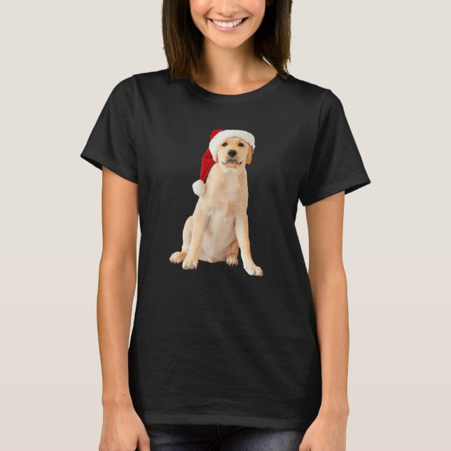Cute Yellow Lab Puppy Santa Hat Image Christmas Do T-Shirt (Front)