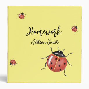 Cute yellow Ladybug Binder