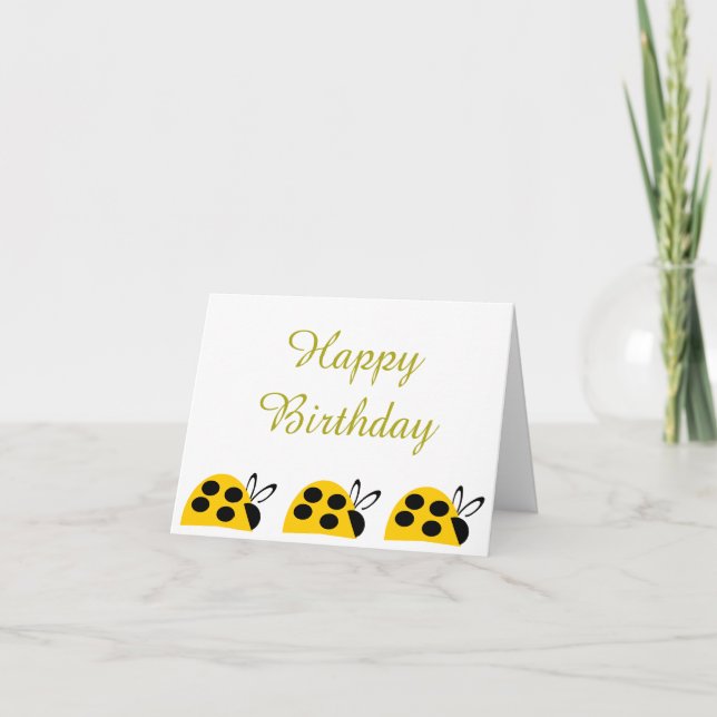 Cute Yellow Ladybug Birthday Card (Front)