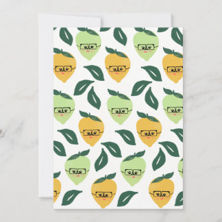 Cute yellow lemon cartoon funny illustration card
