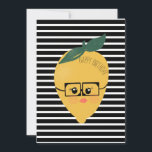 Cute yellow lemon cartoon funny illustration card<br><div class="desc">Cute lemon cartoon funny illustration with glasses nerdy and funny</div>