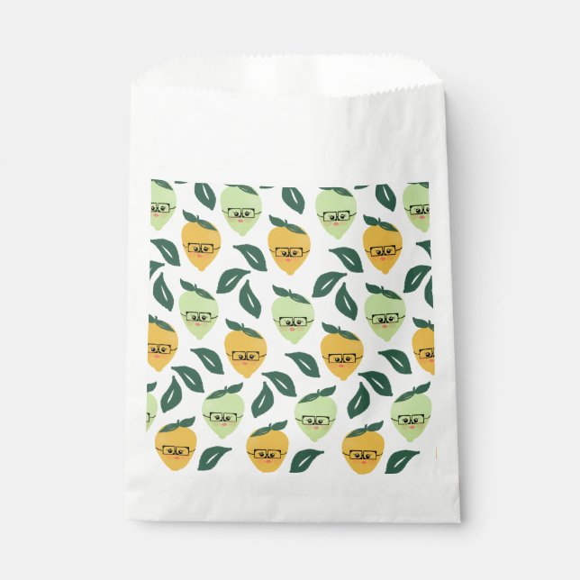 Cute yellow lemon cartoon funny illustration favour bag (Front)