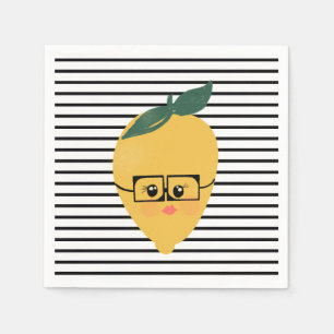 Cute yellow lemon cartoon funny illustration napkin