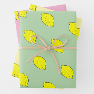 Cute yellow lemon doodle custom color wrapping paper sheet