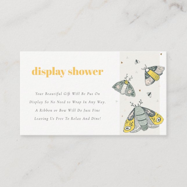 Cute Yellow Little Bug Display Shower Baby Shower Enclosure Card (Front)