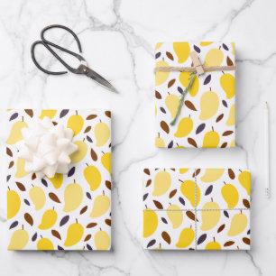 Cute Yellow Mango Pattern Wrapping Paper Sheet