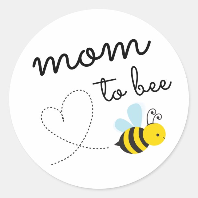 Cute Yellow Mom To Bee Classic Round Sticker (Front)