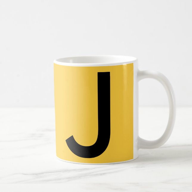 Cute Yellow Monogram Travel Coffee Mug (Right)