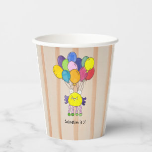 Cute Yellow Monster Balloons Birthday Paper Cup